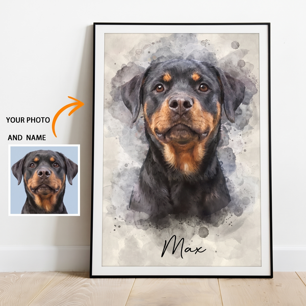 Slate watercolor-style pet portrait example