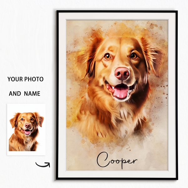 Amber watercolor-style pet portrait example